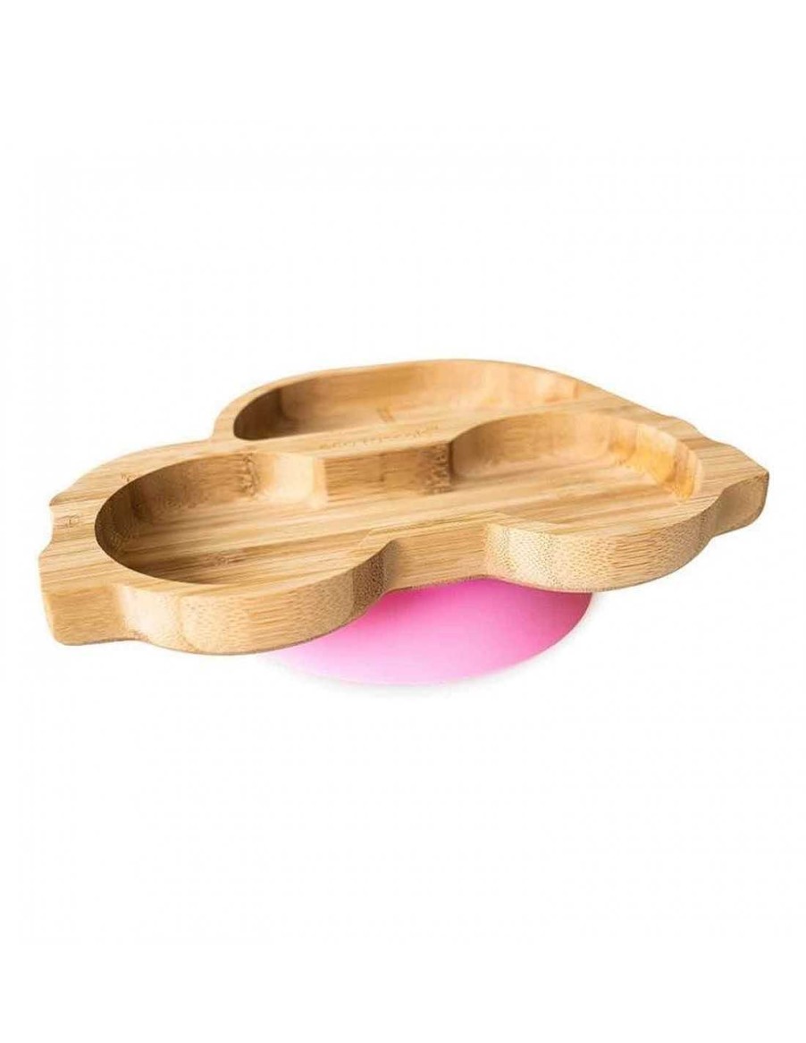 Alimentacion Eco Rascals | Plato Bamb Con Ventosa Coche Rosa De Eco Rascals