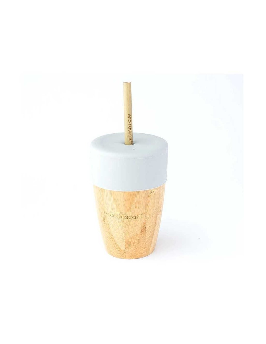 Alimentacion Eco Rascals | Vaso Bamboo Gris Con Tapa Y 2 Pajitas 240 Ml De Eco Rascals