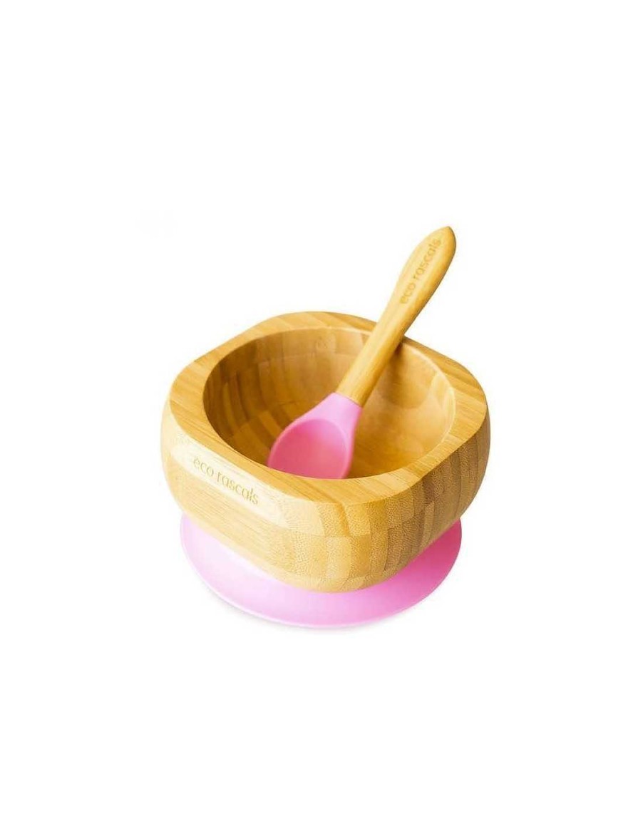 Alimentacion Eco Rascals | Bol Bamboo Rosa Con Cuchara De Eco Rascals