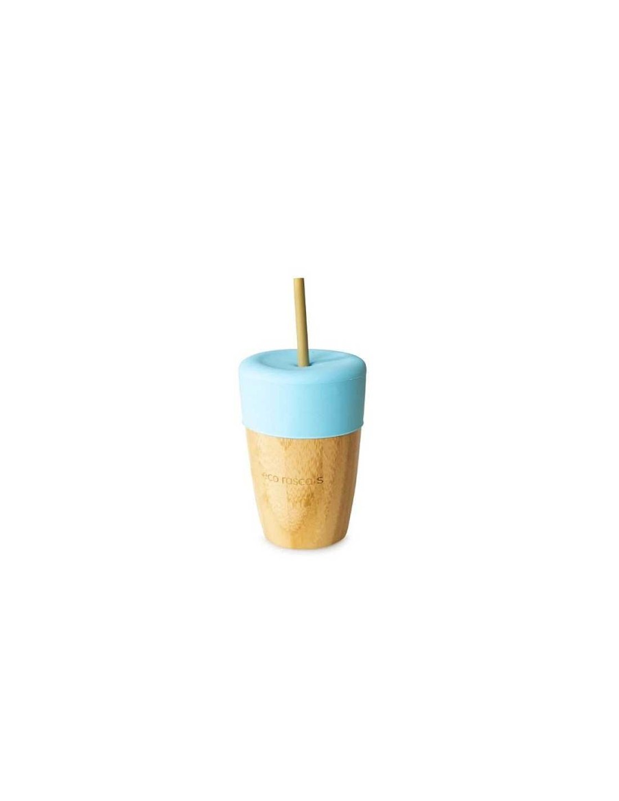 Alimentacion Eco Rascals | Vaso Bamboo Azul Con Tapa Y 2 Pajitas 240 Ml De Eco Rascals