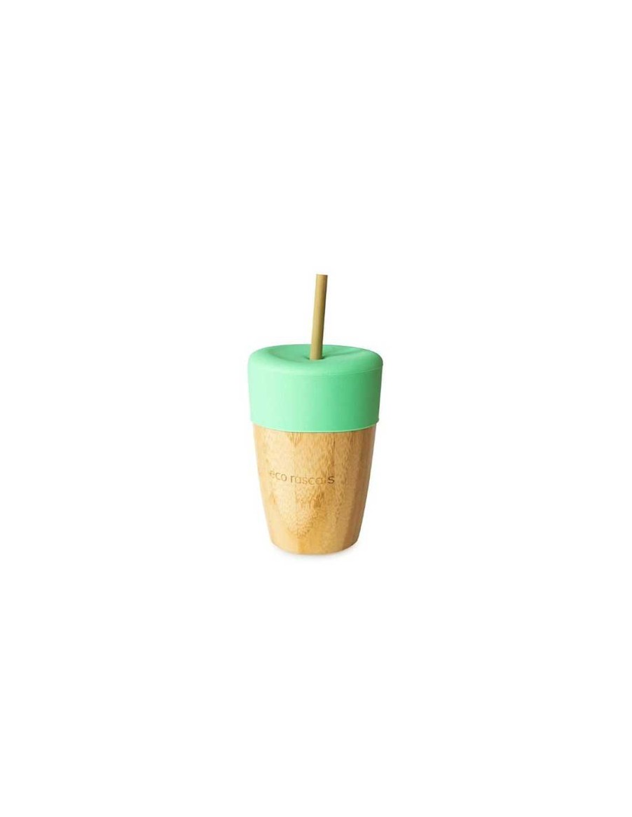 Alimentacion Eco Rascals | Vaso Bamboo Verde Con Tapa Y 2 Pajitas 240 Ml De Eco Rascals