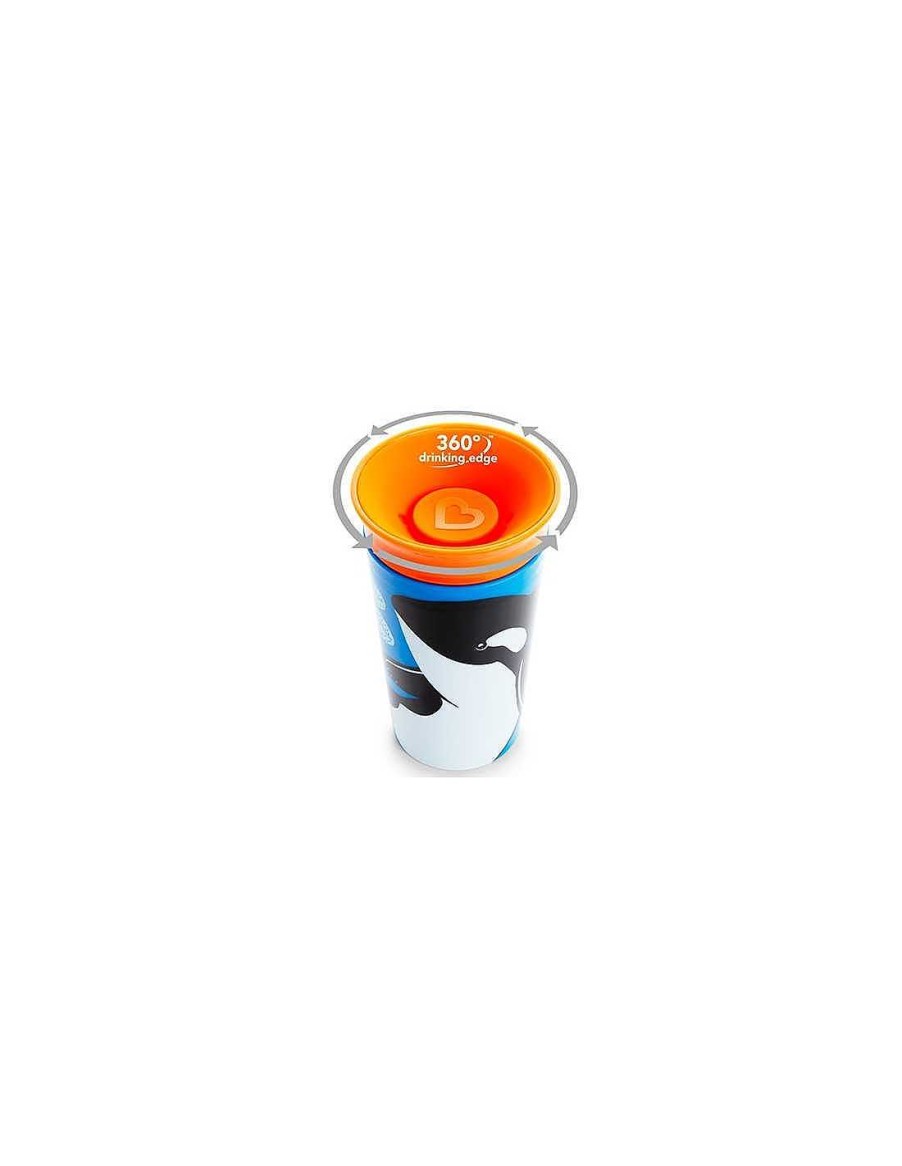 Alimentacion Munchkin | Vaso Antigoteo 260 Ml Miracle 360 Decorado (Ballenas) De Munchkin