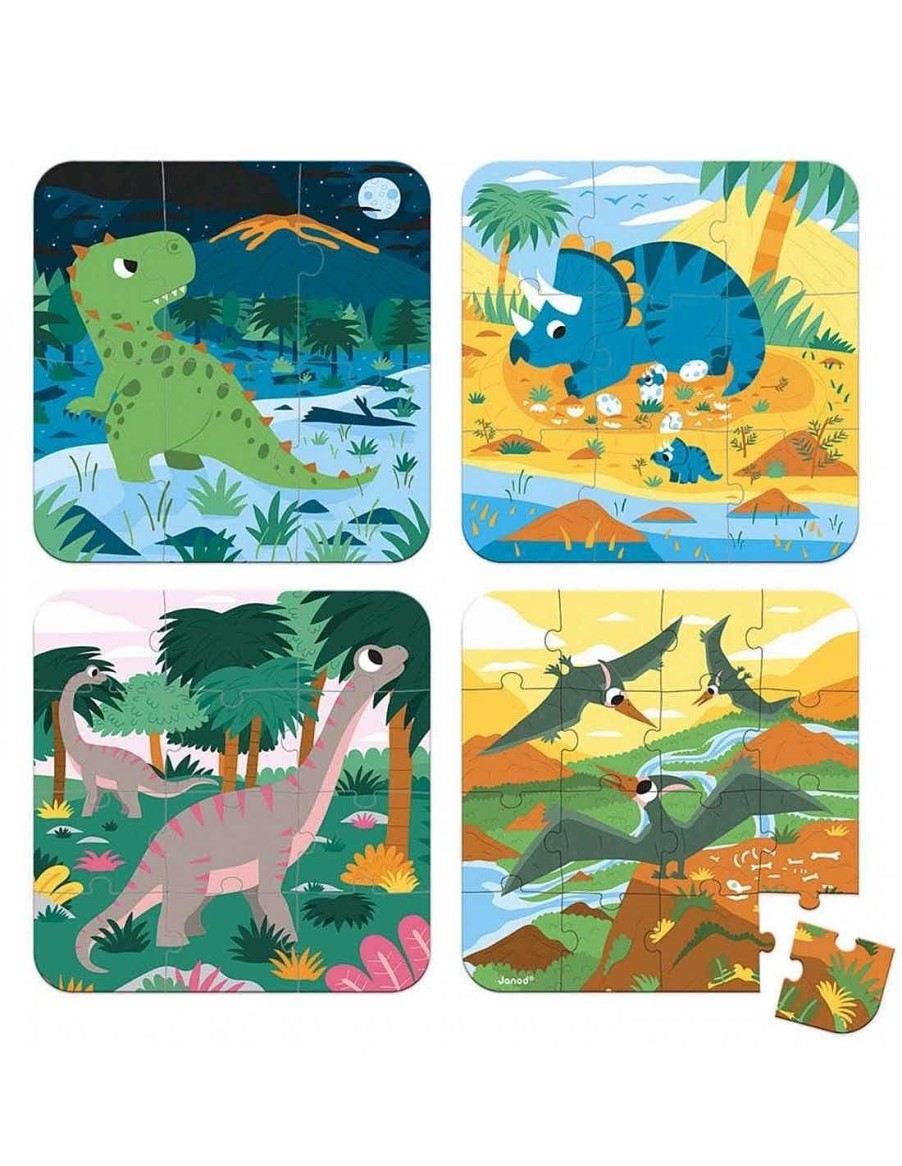 Juguetes Janod | Set 4 Puzzles Dino Janod