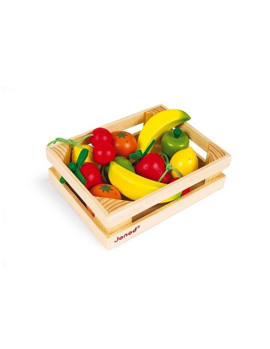 Juguetes Janod | Caja Frutas De Madera 12 Piezas De Janod