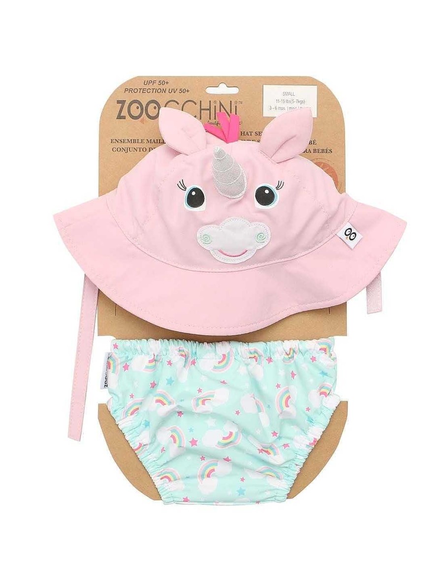 Bebes Y Ninos Zoocchini | Ba Ador Pa Al Bebe Y Gorro Uv Unicornio De Zoocchini