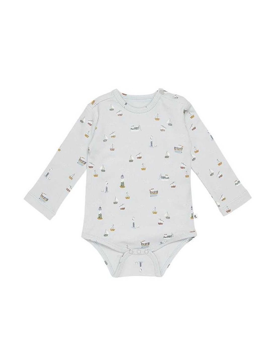 Bebes Y Ninos Little Dutch | Body Manga Larga Azul Sailors Bay De Little Dutch