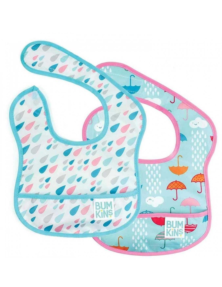 Alimentacion Bumkins | Babero Infantil Starter Bib Pack 2 Lluvia Y Paraguas De Bumkins