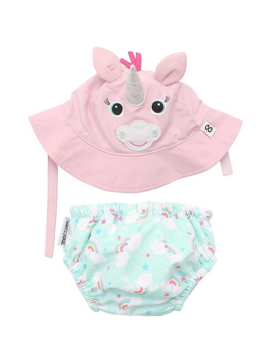 Bebes Y Ninos Zoocchini | Ba Ador Pa Al Bebe Y Gorro Uv Unicornio De Zoocchini