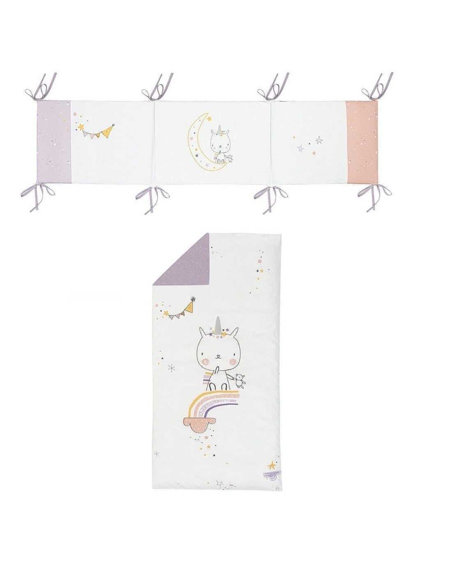 Habitacion Y Descanso Bimbidreams | Colcha Reversible + Protector Cuna 120X60 Unicorn Bimbidreams