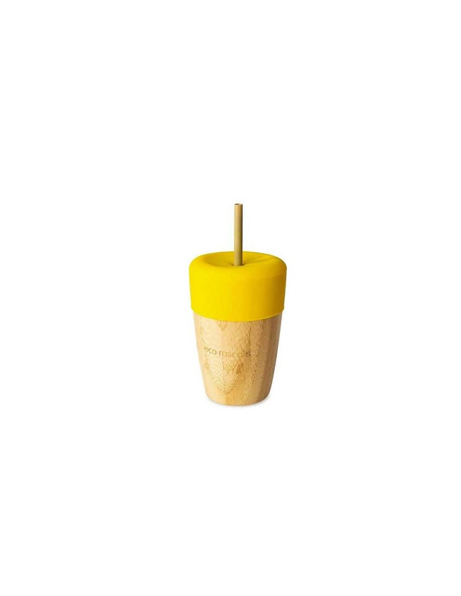 Alimentacion Eco Rascals | Vaso Bamboo Amarillo Con Tapa Y 2 Pajitas 240 Ml De Eco Rascals