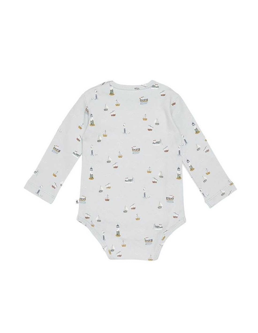 Bebes Y Ninos Little Dutch | Body Manga Larga Azul Sailors Bay De Little Dutch