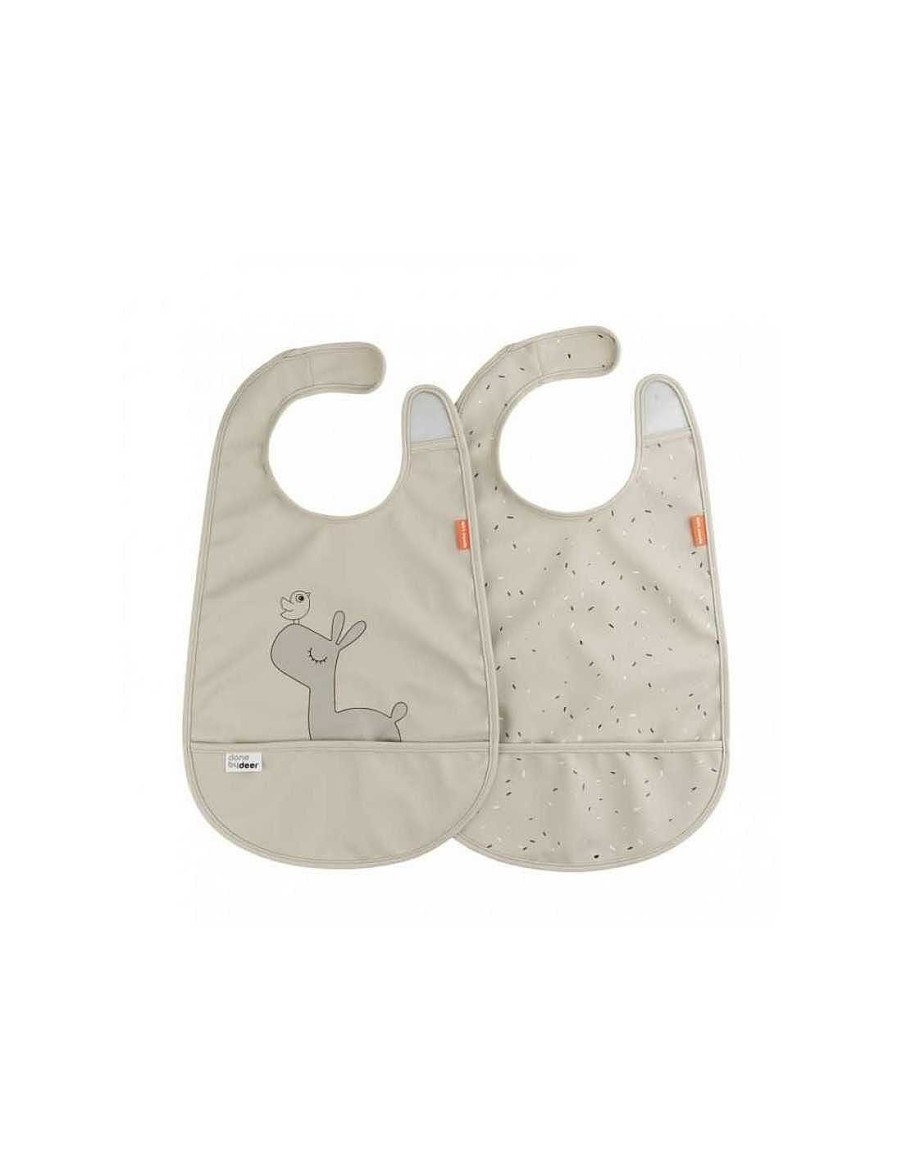 Alimentacion DONE BY DEER | Pack 2 Baberos Con Velcro Lalee Sand De Done By Deer